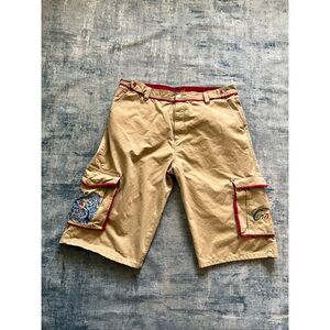 Coogi Khaki Embroidered Cargo Shorts Men's W46